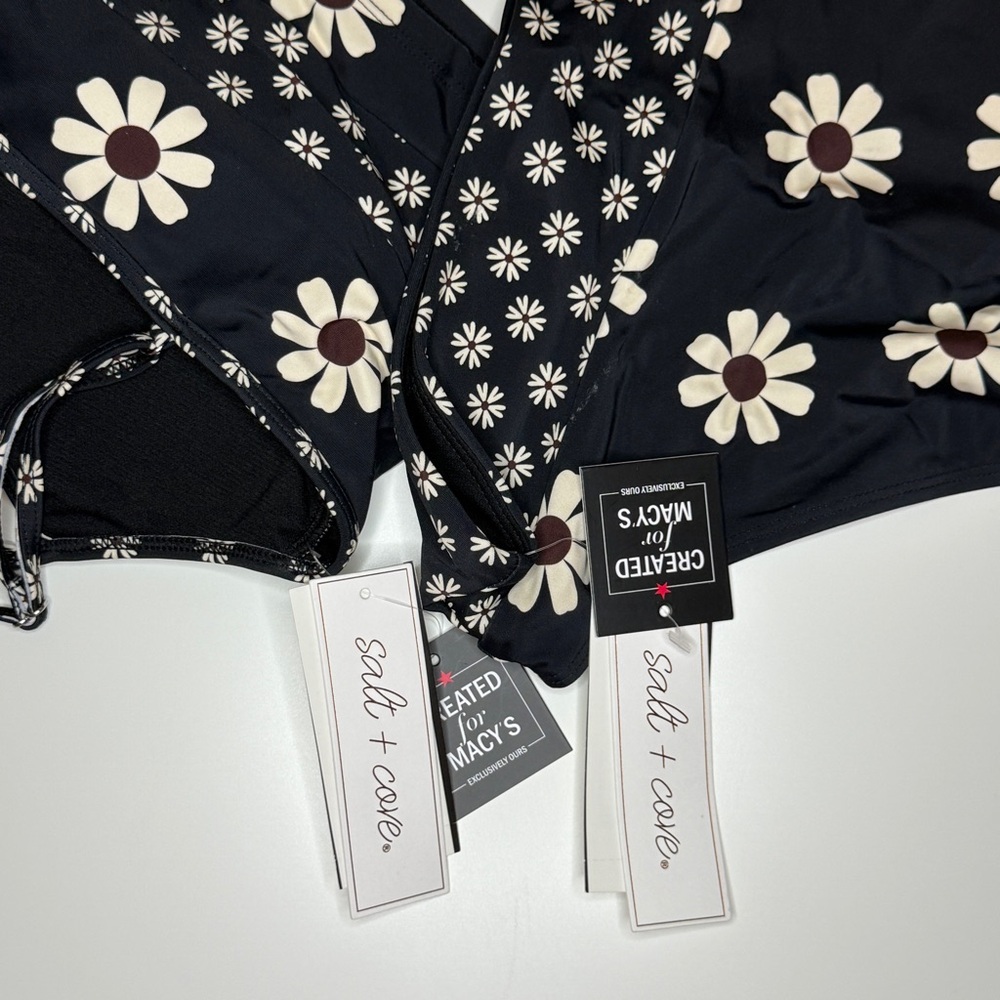 NWT | Salt + Cove | Daisy Print Bikini Set Two-Piece Swimsuit | Black | Size M - Picture 9 of 12